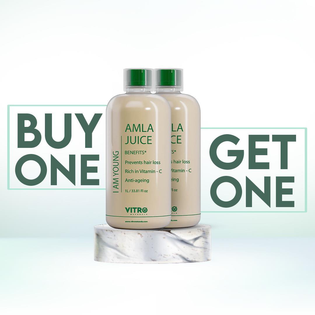 Vitro Amla Juice 1L | Promotes Hair Health & Digestion |Natural Source of Vitamin C| No Added Sugar - Buy 1 Get 1 Free - Vitro Naturals