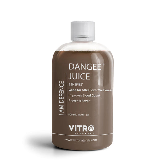 Vitro Dangee+ Juice 500ml | Papaya Leaf Juice with 7 Herbs | Giloy, Neem, Tulsi & Mulethi | Supports Immunity & Healthy Platelet Count | Enhanced Formula with Honey for Better Taste - Vitro Naturals