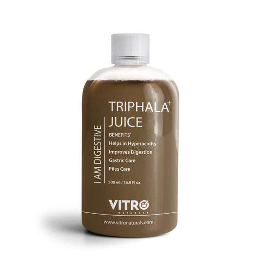 Vitro Triphala+ Juice 1L | Enhanced Triphala for Constipation Relief & Digestion | with 8 Herbal Juices Amla, Baheda, Harad, Senna & 5 More Herbs - Vitro Naturals