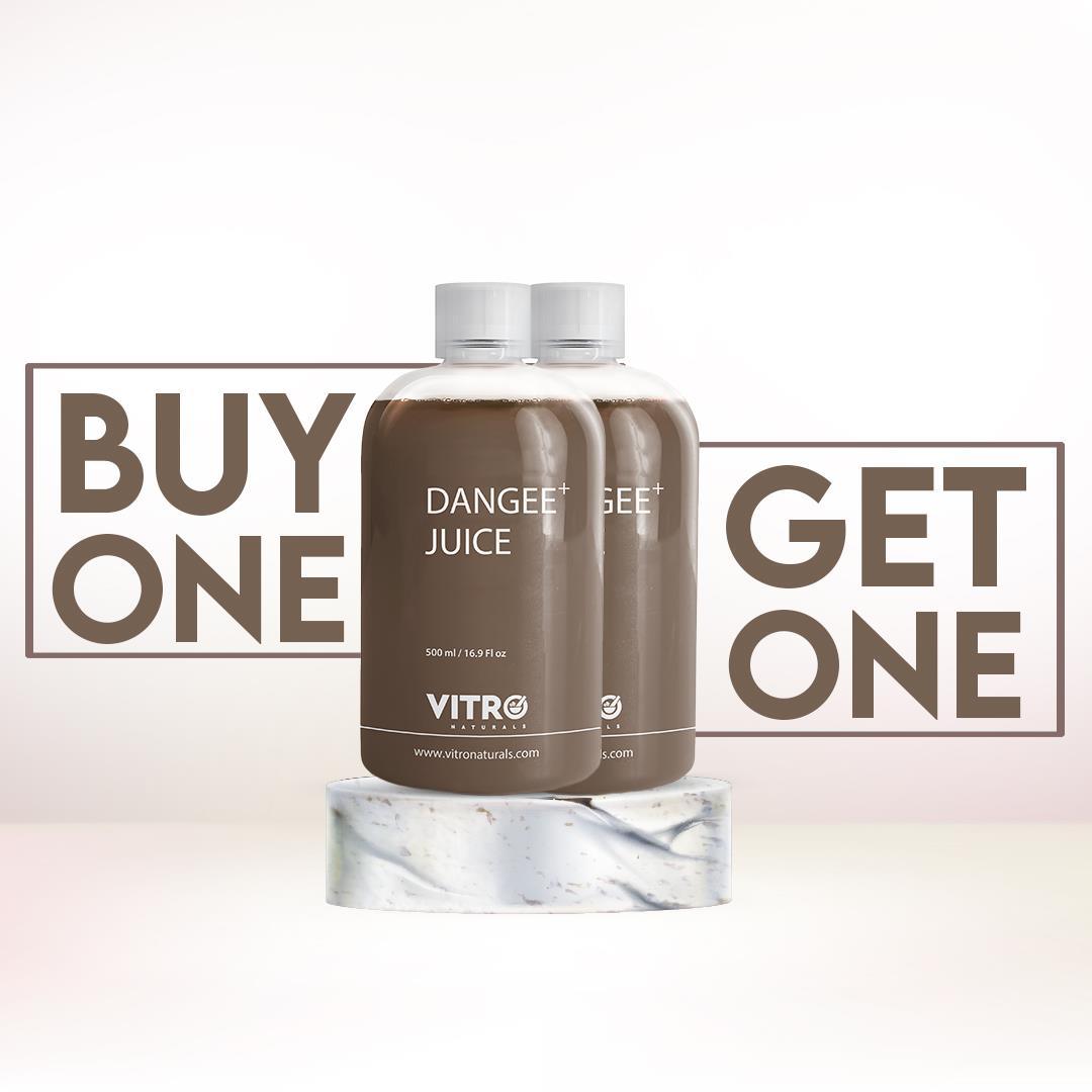 Vitro Dangee+ Juice 500ml | Papaya Leaf Juice with 7 Herbs | Giloy, Neem, Tulsi & Mulethi | Supports Immunity & Healthy Platelet Count | Enhanced Formula with Honey for Better Taste | Buy 1 Get 1 Free - Vitro Naturals