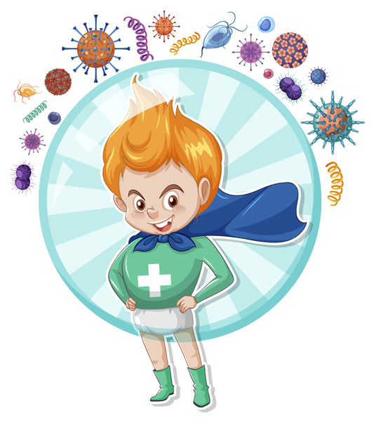illustration of a kid with high immunity