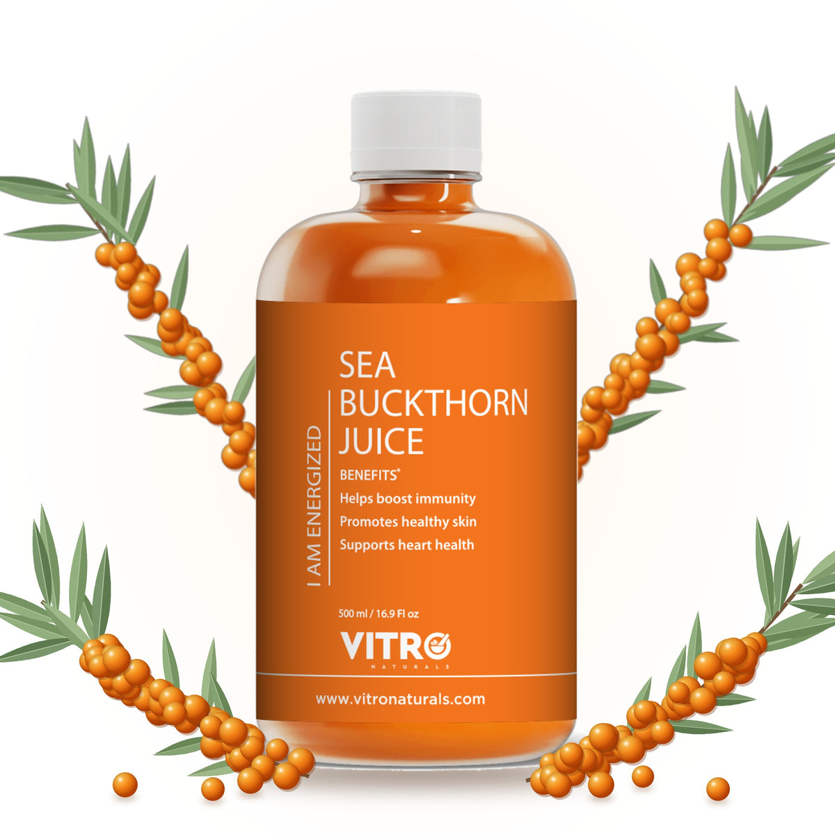 Sea Buckthorn Juice for Immunity & Skin Health |Natural Himalayan Sea Buckthorn Juice, Rich in Vitamin C & Antioxidants | No Added Sugar | 500ml