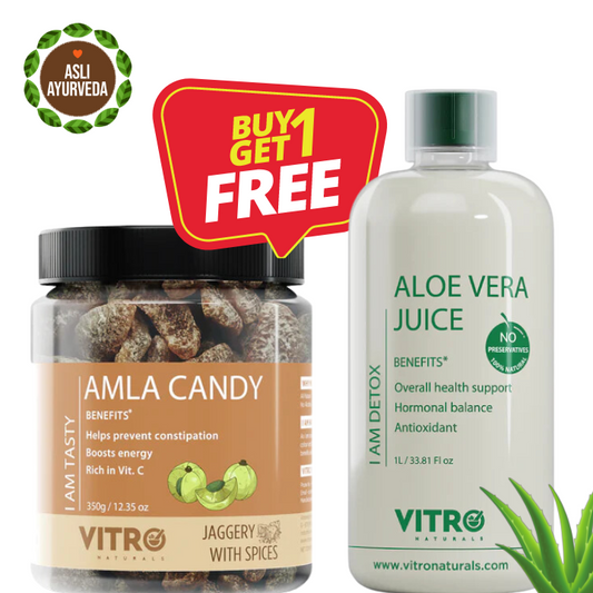 BUY 1 GET 1 FREE -  ALOE VERA JUICE 1L & AMLA CANDY JAGGERY WITH SPICES