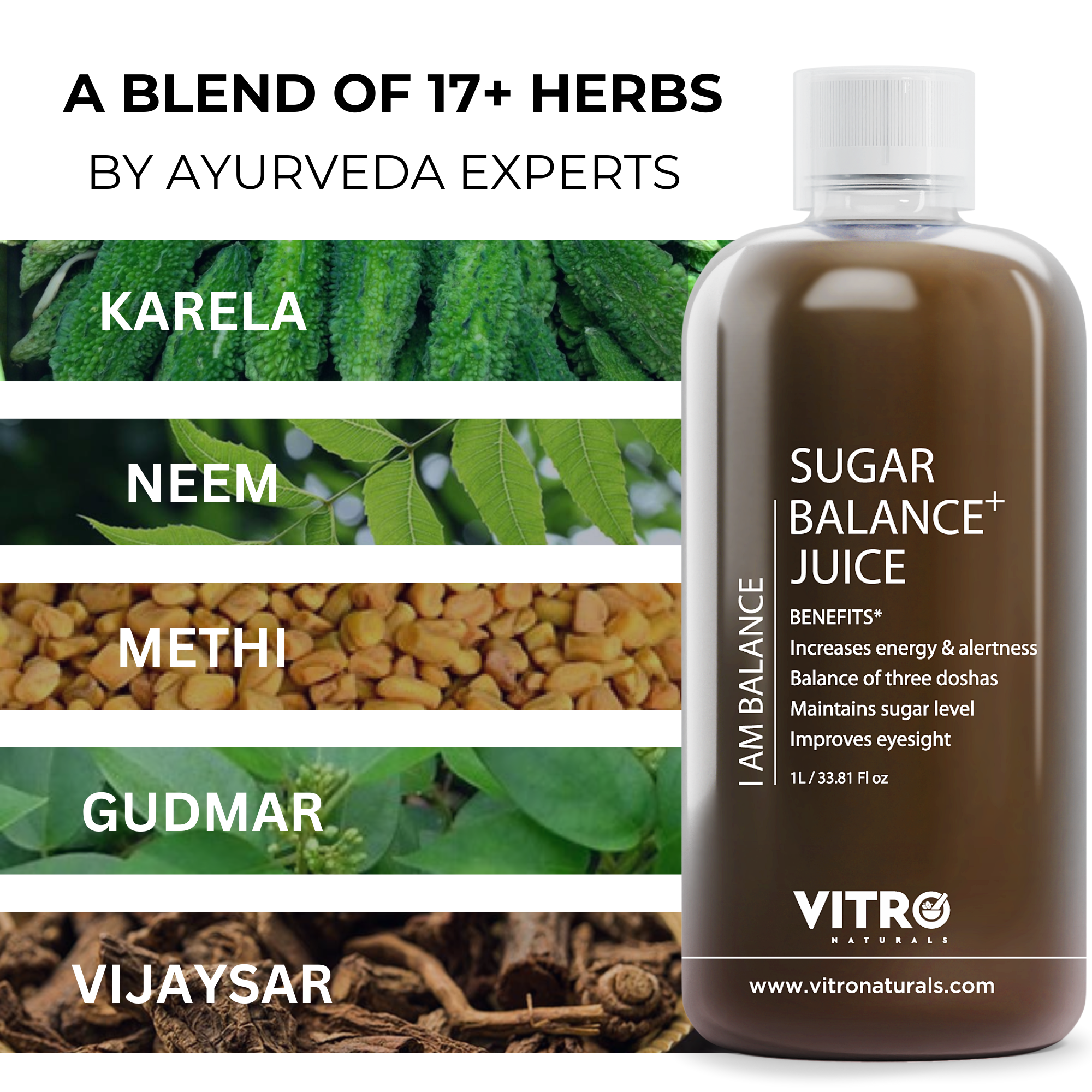 Vitro sugar balance with karela neem methi gudmar vijaysar juice for blood sugar