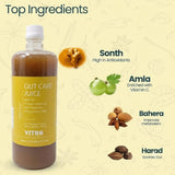 Vitro Gut Care Juice for Digestion & Gut Health | Natural Ayurvedic Herbal Juice with Triphala, Aloe Vera & Fennel | No Added Sugar | 1L