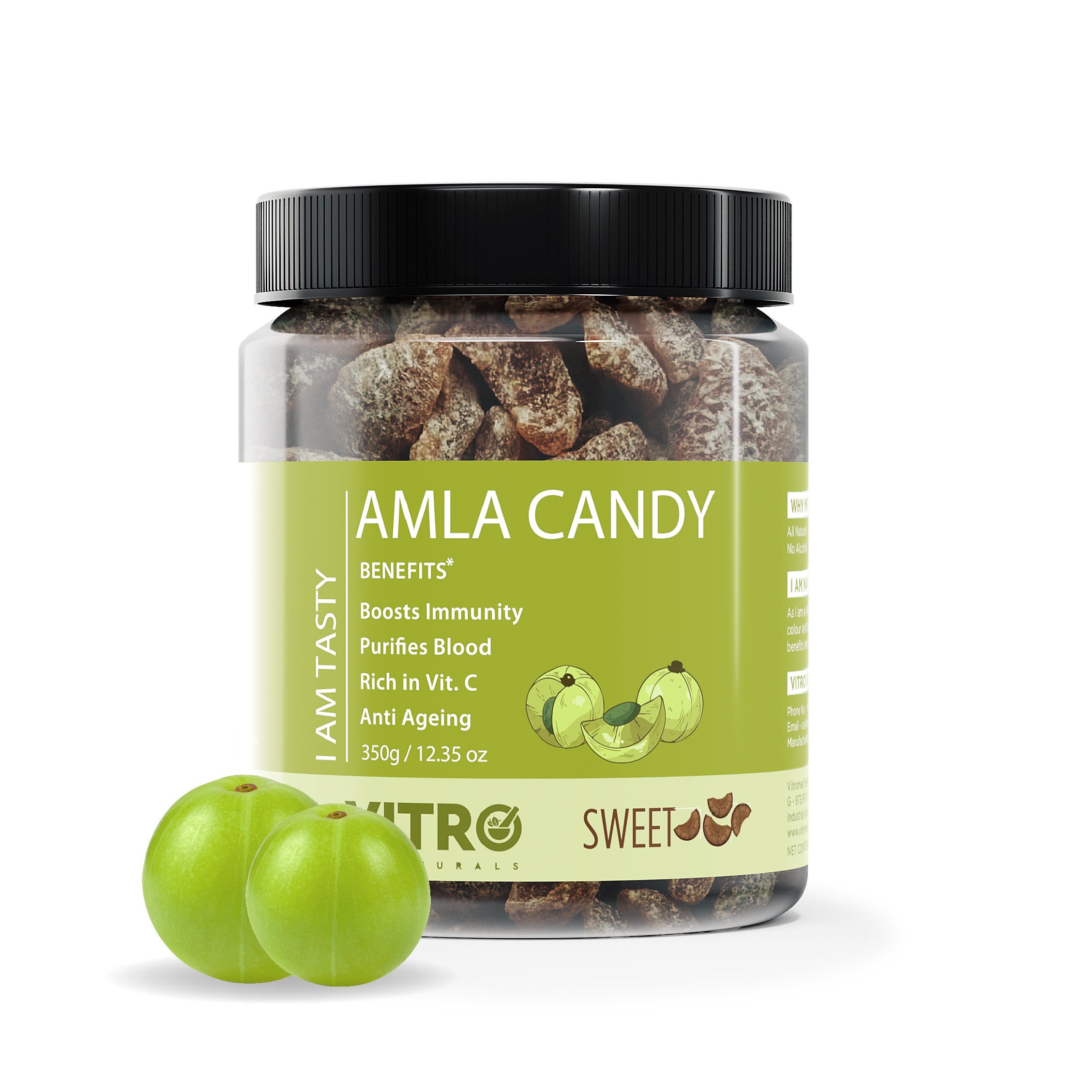 VITRO Amla Candy Sweet, Dry & Soft Candy 350gm