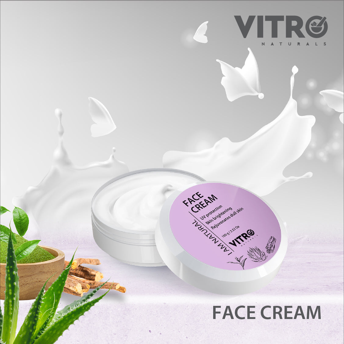 Vitro Face cream for Dark Spot Reduction | Non Greasy Moisturizer Cream with UV Protect  100gm